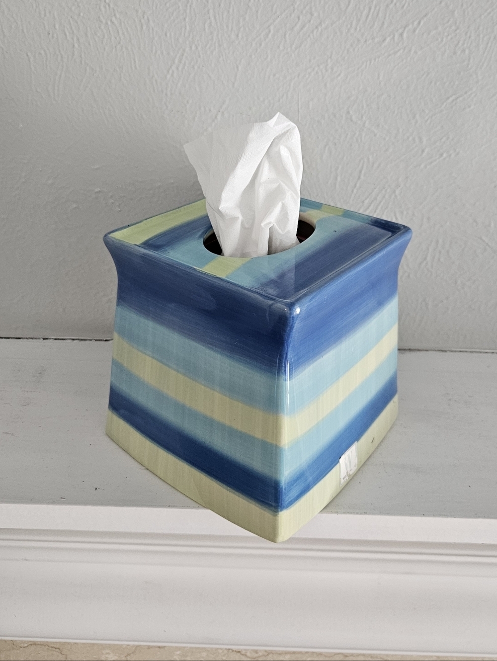 Vintage Springs Global Hand Painted Glazed Ceramic Decorative Tissue Box Cover - Picture 2 of 12